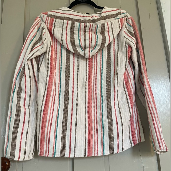 Roxy Multicolored Drawstring Long Sleeve Polo Sweatshirt With Pockets And Hood - Picture 13 of 16